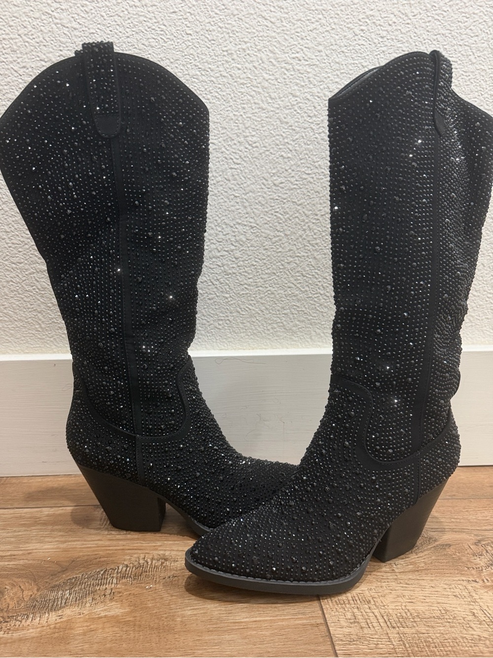 Rhinestone Black Cowboy Boots